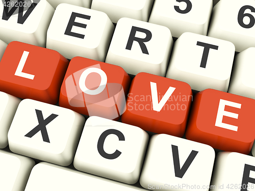 Image of Love Computer Keys Showing Loving And Romance For Valentines