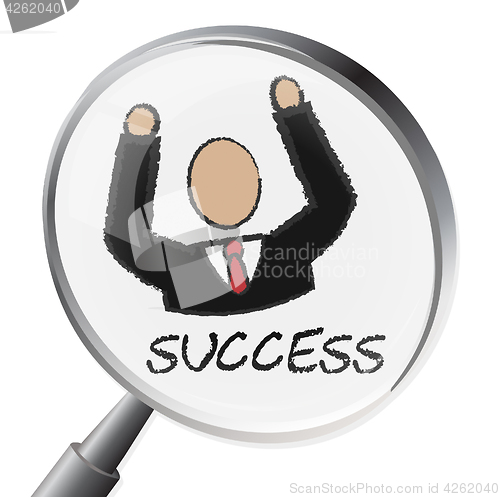 Image of Success Magnifier Indicates Triumph Succeed And Winning