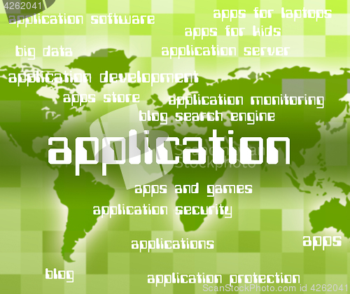 Image of Application Word Shows Computer Software And Computers