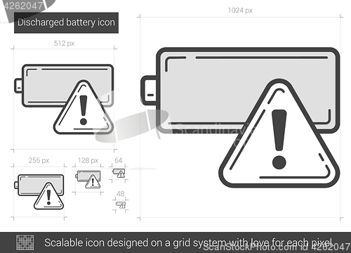 Image of Discharged battery line icon.