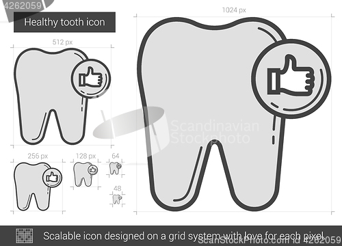 Image of Healthy tooth line icon.