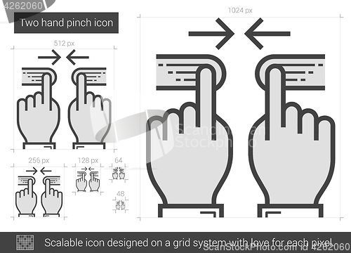 Image of Two hand pinch line icon.