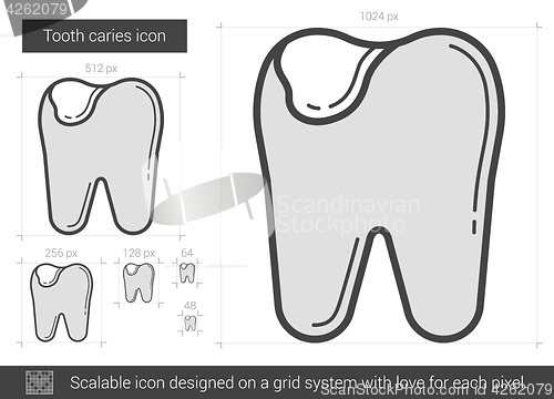 Image of Tooth caries line icon.