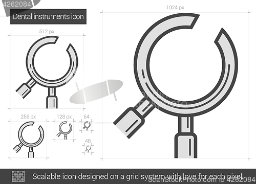 Image of Dental instruments line icon.