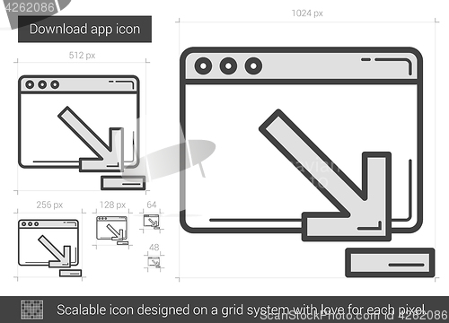 Image of Download app line icon.