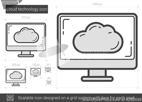 Image of Cloud technology line icon.