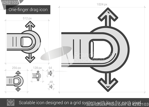 Image of One-finger drag line icon.