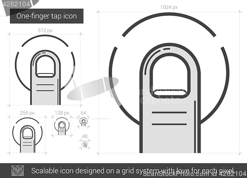 Image of One-finger tap line icon.