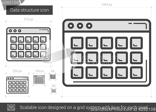 Image of Data structure line icon.