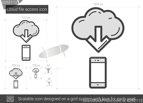 Image of Cloud file access line icon.