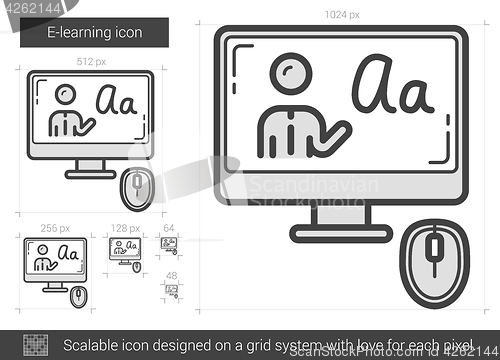 Image of E-learning line icon.