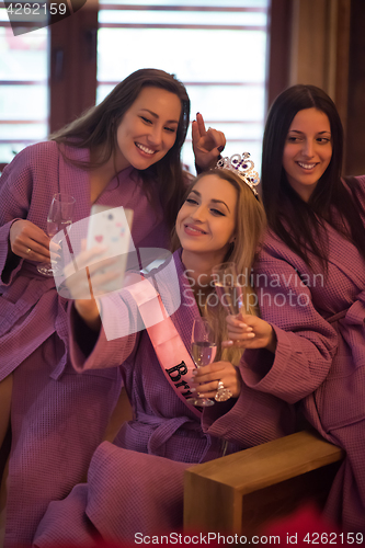 Image of girls doing Selfy on  bachelorette party