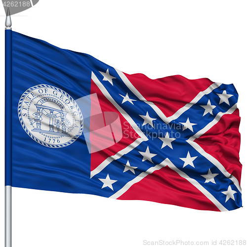 Image of Trenton City Flag on Flagpole, USA
