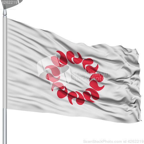 Image of Isolated Saitama Japan Prefecture Flag on Flagpole