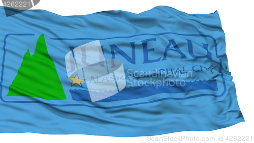 Image of Isolated Juneau Flag, Waving on White Background