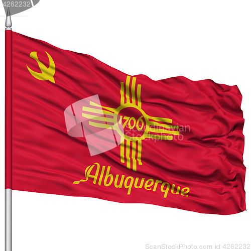 Image of Albuquerque City Flag on Flagpole, USA