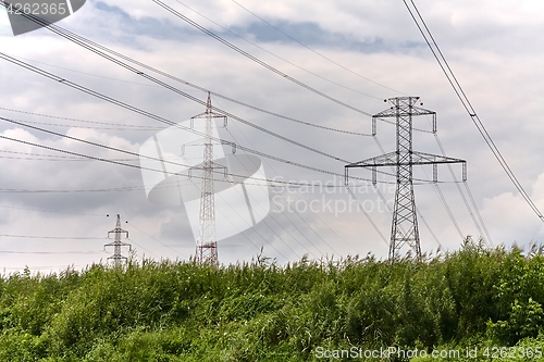 Image of Electric lines on land