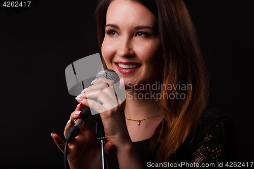 Image of Brunette on background of smoke