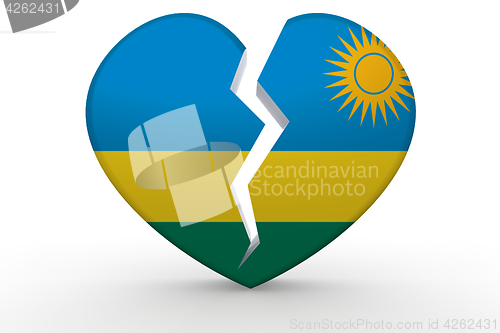 Image of Broken white heart shape with Rwanda flag