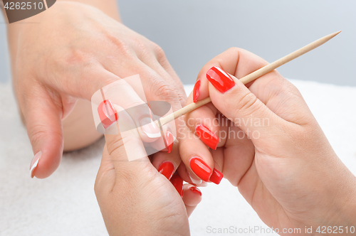 Image of Cuticles care with cuticle pusher