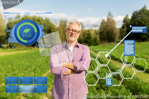 Image of happy senior man at farm