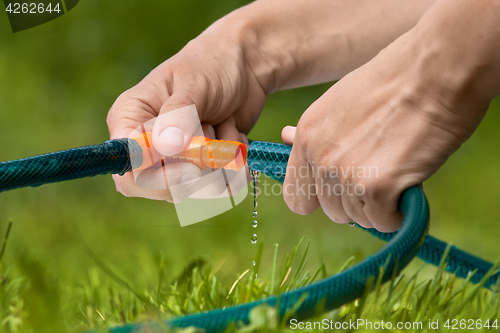Image of hands connected garden hose