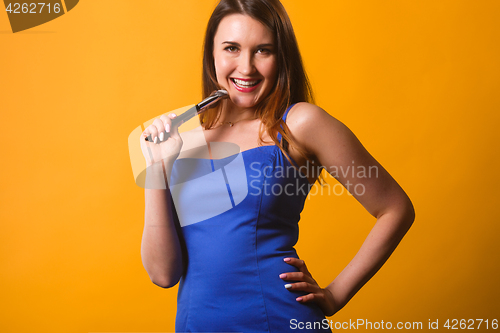 Image of Portrait of brunette with makeup