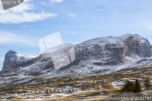 Image of Mountain With Little Snow in Winter