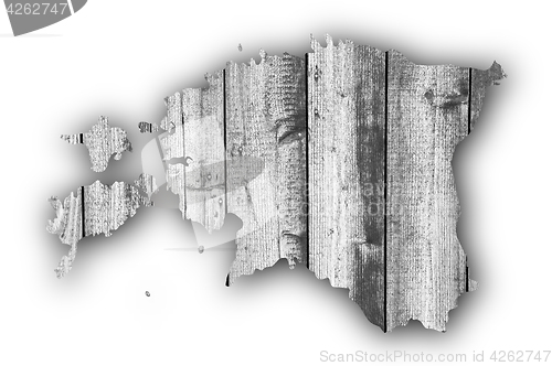 Image of Map of Estonia on weathered wood