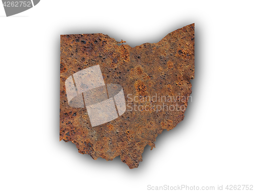 Image of Map of Ohio on rusty metal