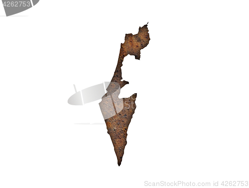 Image of Map of Israel on rusty metal