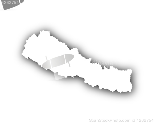 Image of Map of Nepal with shadow