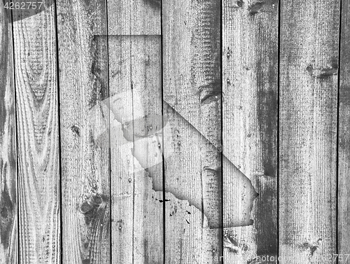 Image of Map of California on weathered wood