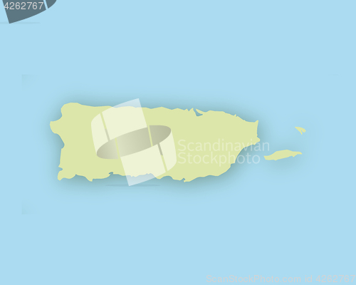 Image of Map of Puerto Rico with shadow