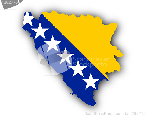 Image of Map and flag of Bosnia and Herzegovina