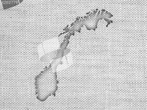 Image of Map of Norway on linen