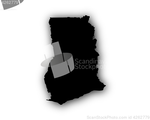 Image of Map of Ghana with shadow