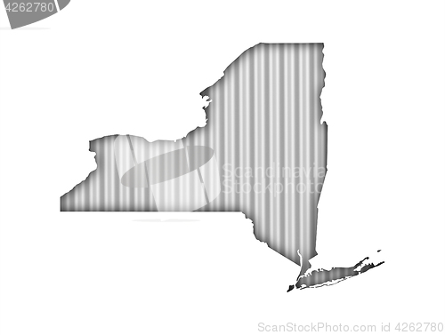 Image of Map of New York on corrugated iron