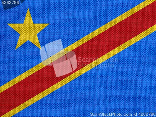 Image of Flag of Democratic Republic of the Congo on old linen