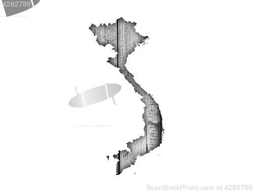 Image of Map of Vietnam on weathered wood
