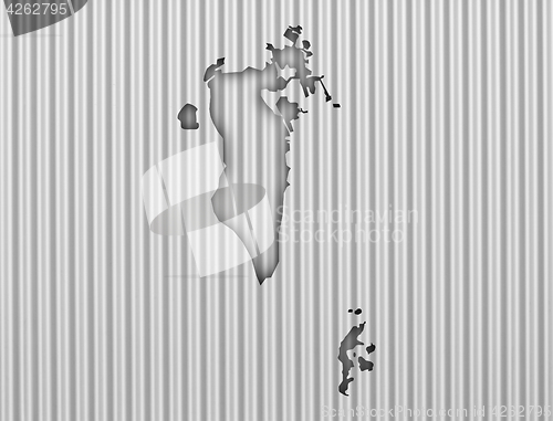 Image of Map of Bahrain on corrugated iron