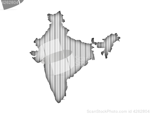 Image of Map of India on corrugated iron