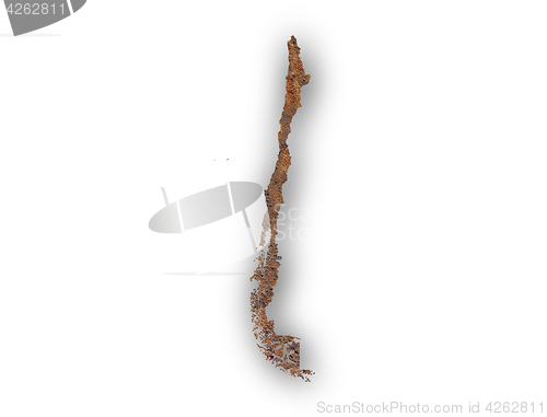 Image of Map of Chile on rusty metal