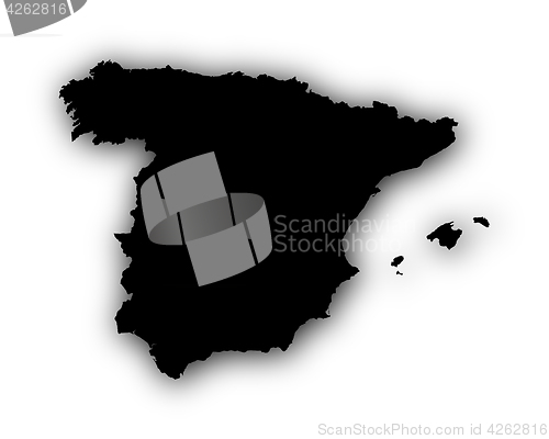 Image of Map of Spain with shadow