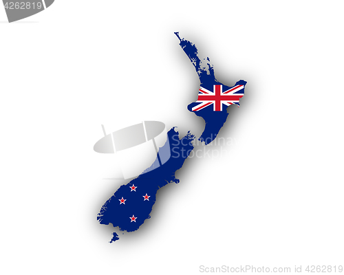 Image of Map and flag of New Zealand