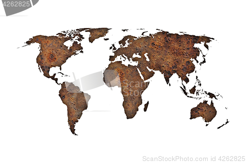 Image of Map of the world on rusty metal