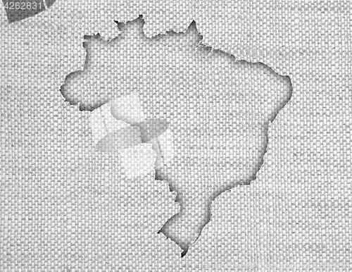 Image of Map of Brazil on old linen