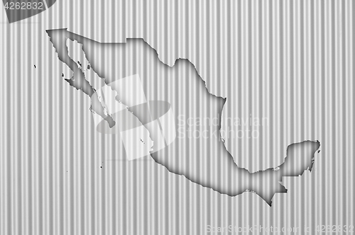 Image of Map of Mexico on corrugated iron