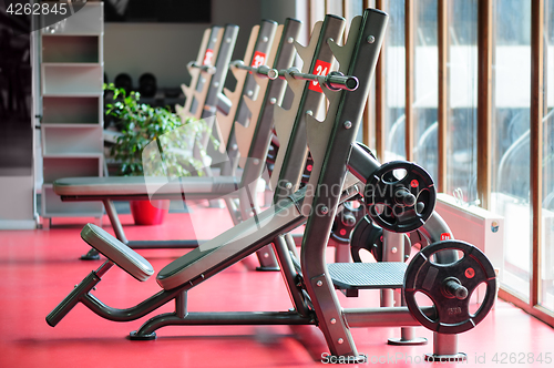 Image of Barbell bench press stands ready to use