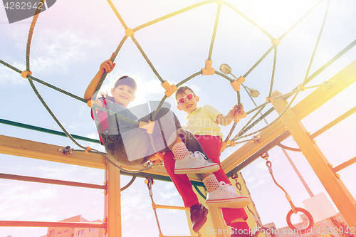 Image of group of happy kids on children playground